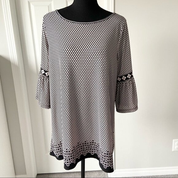 Max Studio Flared Sleeve Stretchy Crepe Tunic Blouse  Mini Dress - Picture 1 of 12